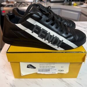 Fendi Roma Stripe Tennis Sneakers – Black
